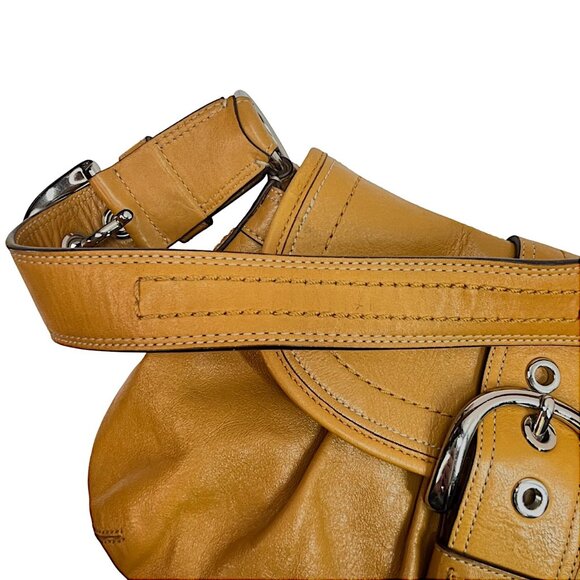 Coach yellow Golden Rod SoHo Pleated leather Handbag Snap Closure Pockets - Picture 8 of 16